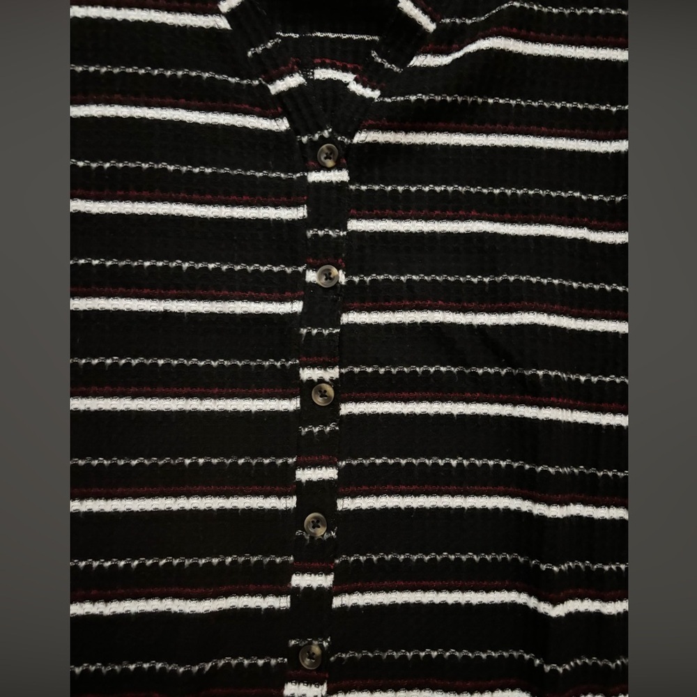 urban outfitters out from under Striped V Neck Black white Button-Up Top size M - Picture 5 of 9